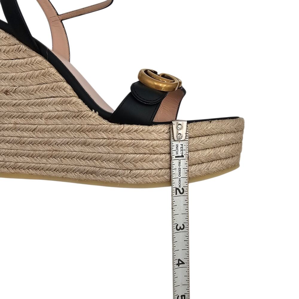 Gucci GG Marmont Aitana Platform Wedge Sandal Black Leather Size 41.5 US 11.5 - Picture 11 of 12